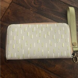 Textured Zip Wallet in Light Pink and Pale Yellow